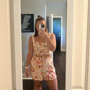 Vacation Linen Patterned Matching Set